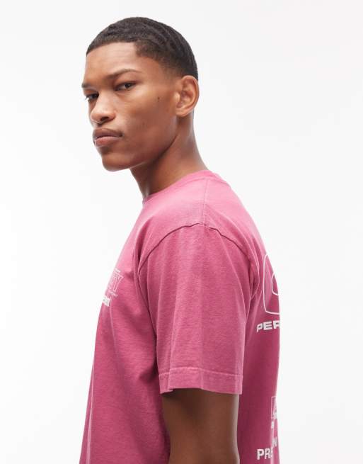 Obey - T-shirt met 'Persistent movement' print in bordeauxrood, 4 van 5