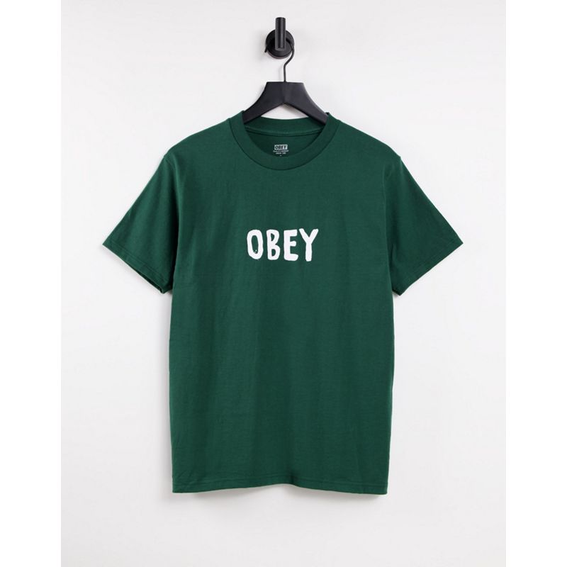 lyOPZ Donna Obey - T-shirt oversize con logo piccolo disegnato a mano
