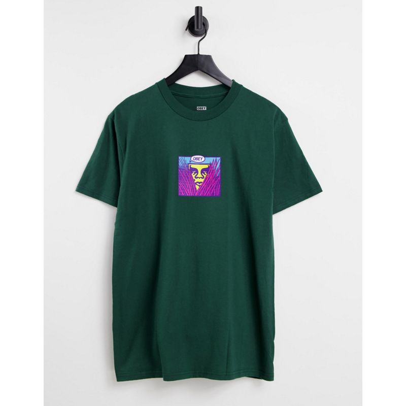 Uomo T-shirt e Canotte Obey - T-shirt verde con stampa sul petto