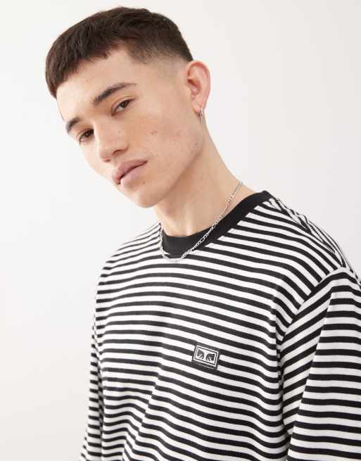 Obey – T-shirt z długimi rękawami w czarne paski , 2 z 4