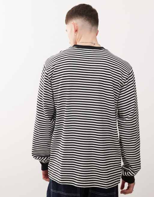 Obey – T-shirt z długimi rękawami w czarne paski , 4 z 4