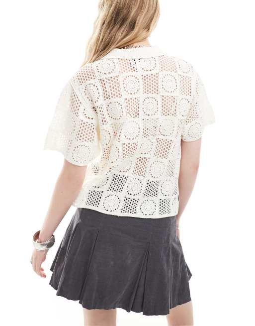 Obey texture print top in off white | ASOS