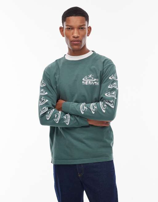 Obey – The Rhythm – Grön t-shirt med långa ärmar och tryck baktill, 3 av 5