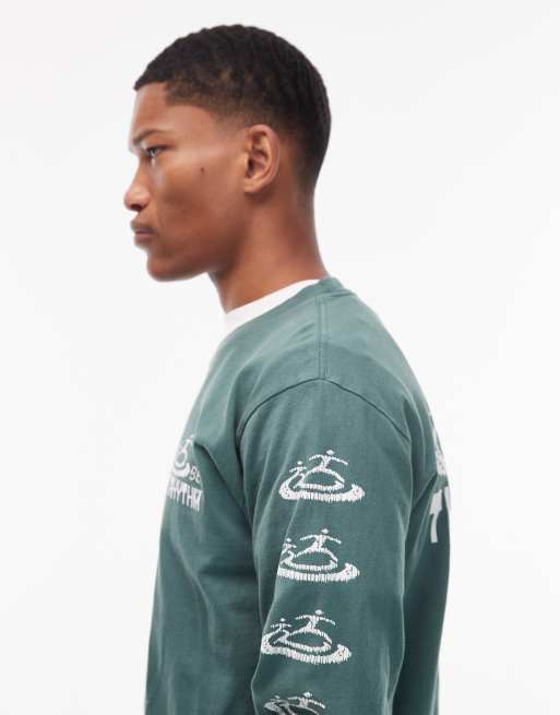 Obey the rhythm long sleeve t-shirt with back print in green, 4 of 5