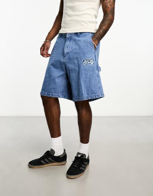 Obey - Time - Short en jean style charpentier - Bleu
