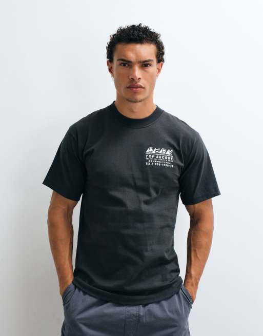 Obey Top Secret back graphic short sleeve t-shirt in vintage black, 4 of 5