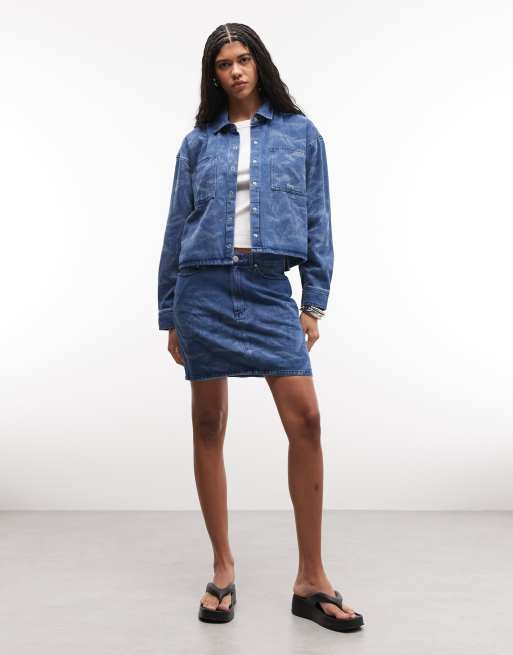 Obey - Trinity - Camicia in denim stropicciata lavaggio blu medio in coordinato, 2 di 4