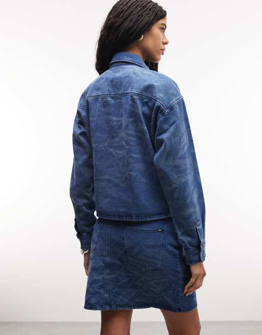 Obey - Trinity - Camicia in denim stropicciata lavaggio blu medio in coordinato, 3 di 4