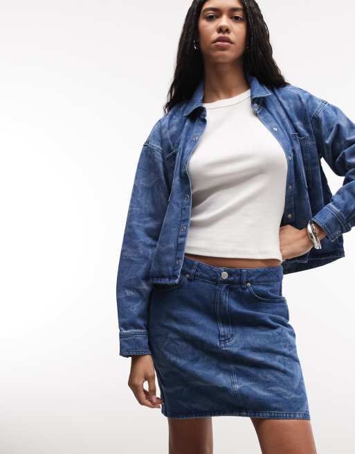 Obey – Trinity – Niebieska gnieciona spódnica jeansowa, część zestawu, 2 z 5