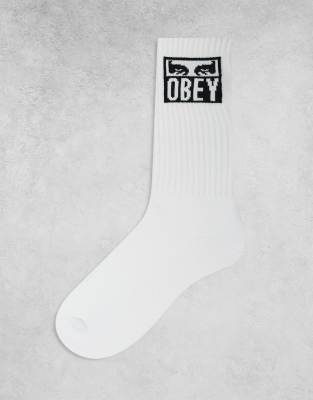 Obey two eyes icon socks in white