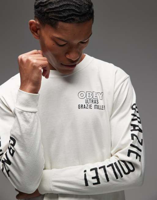 Obey - Ultras - T-shirt a maniche lunghe bianca con stampa sul retro, 2 di 5
