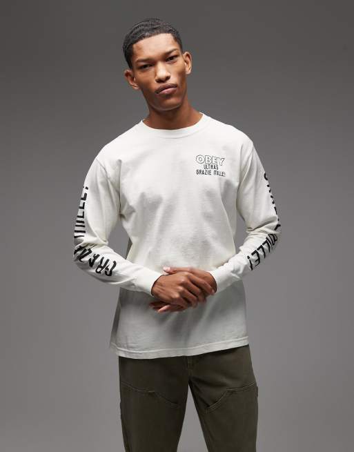 Obey - Ultras - T-shirt a maniche lunghe bianca con stampa sul retro, 3 di 5