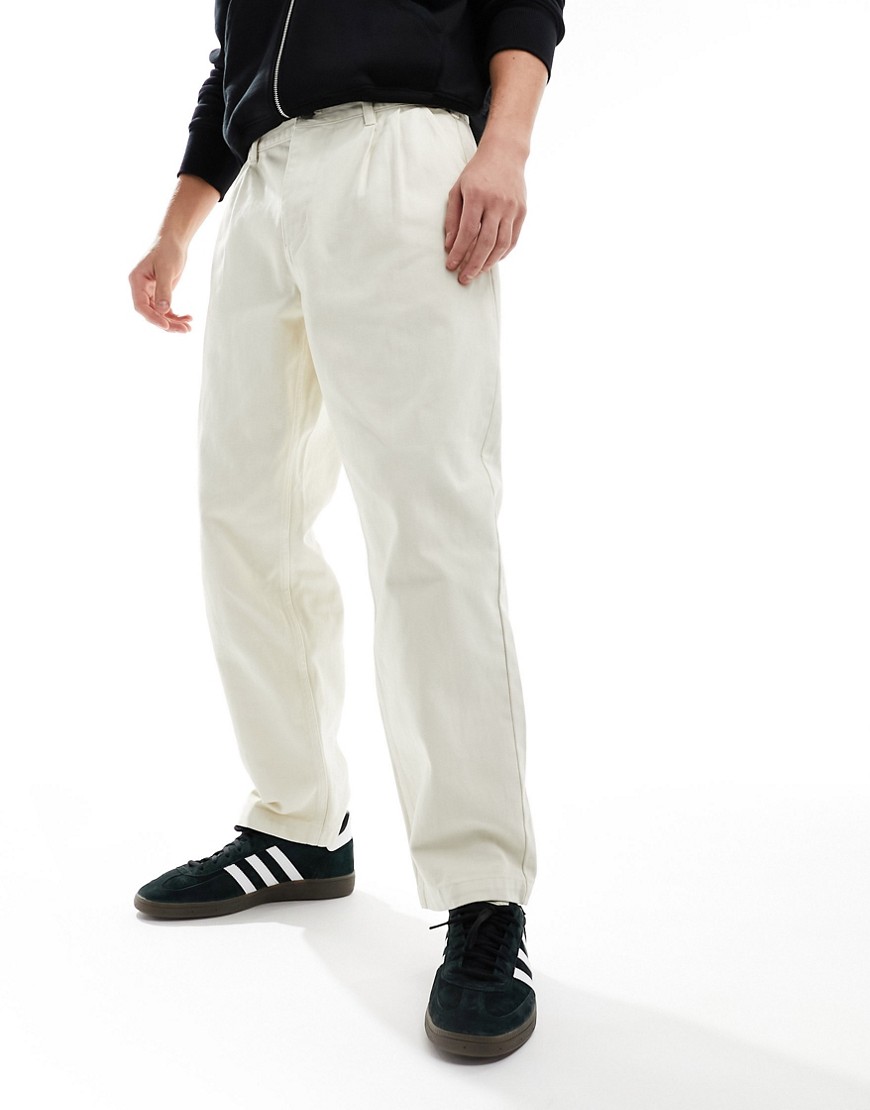 Obey unbleached straight carpenter trouser in off white