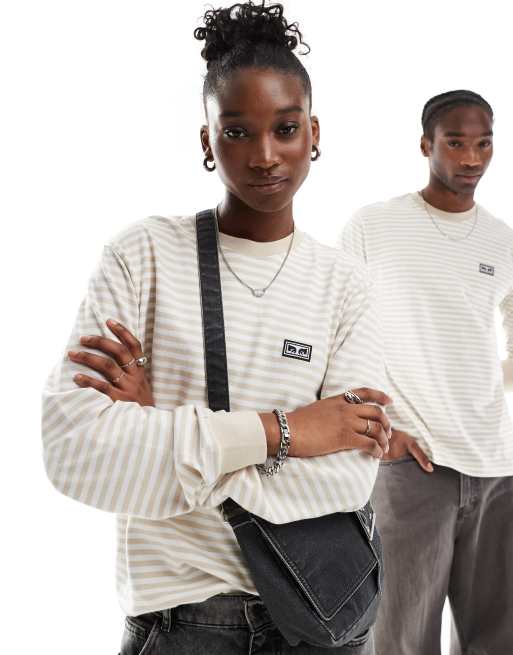 Obey - Uniseks gestreept T-shirt met lange mouwen in multi