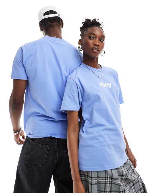 Obey unisex front logo t-shirt in blue