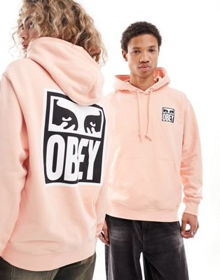 Obey unisex icon eye back print sweatshirt in peach