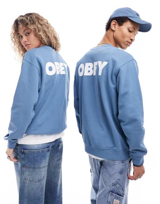 Obey Unisex – Niebieska bluza dresowa z nadrukiem logo na plecach, 4 z 4