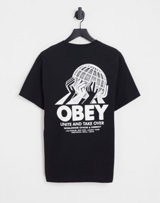 Obey unite backprint t-shirt in black