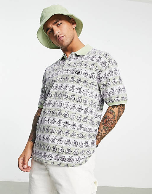 Obey Unity jacquard polo in green