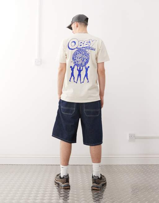 Obey - Uplift - T-shirt met grafische logoprint in crème, 3 van 4