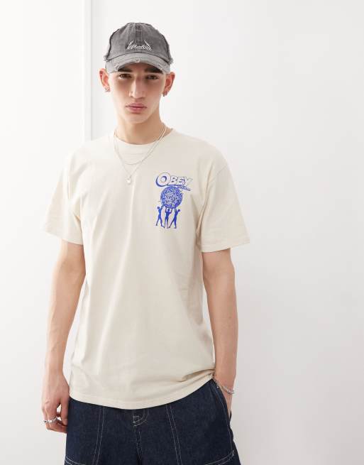 Obey - Uplift - T-shirt met grafische logoprint in crème, 4 van 4