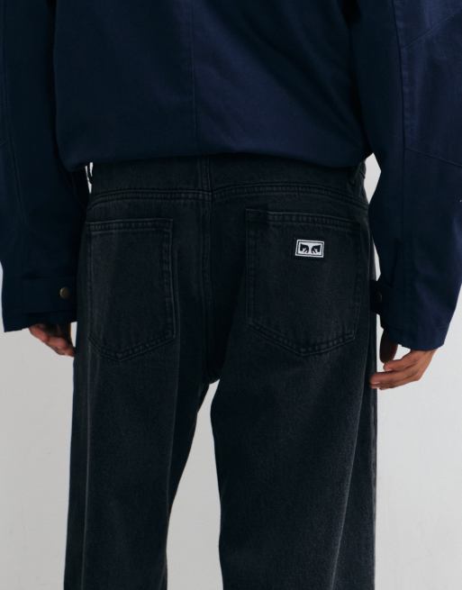 Obey - vaqueros denim rectos boxcar en negro desgastado, 4 de 5