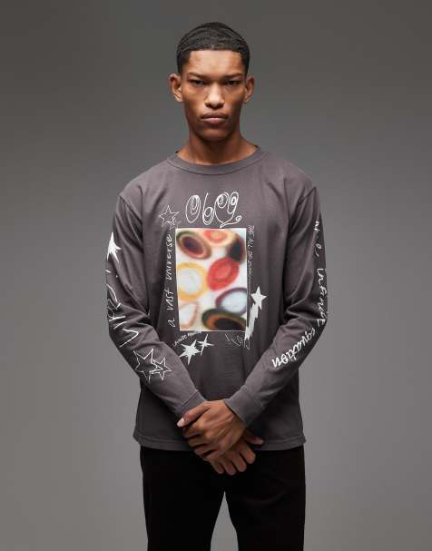 Obey – Vast Universe – Svart t-shirt med långa ärmar och tryck - view 1