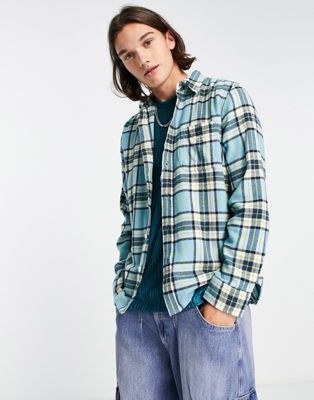 Obey vince flannel shirt in blue and green check - ASOS Price Checker