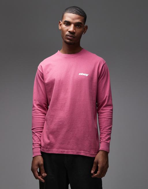 Obey – Vinröd t-shirt med långa ärmar och stjärntryck, 3 av 5