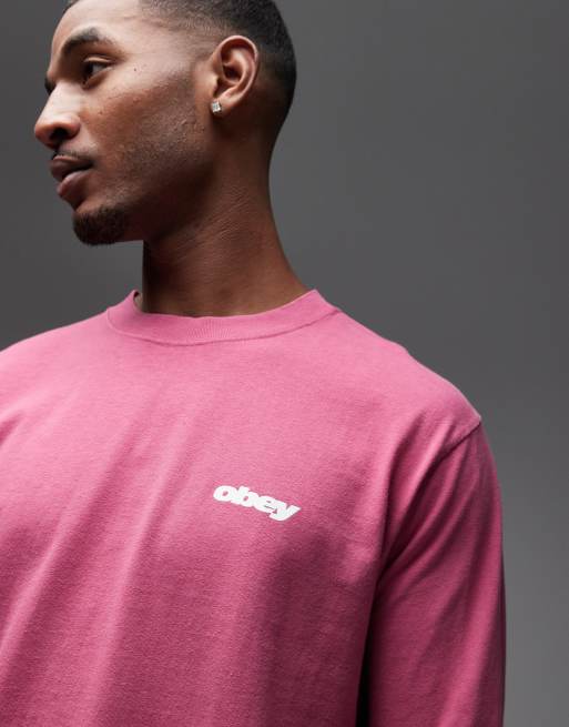 Obey – Vinröd t-shirt med långa ärmar och stjärntryck, 5 av 5