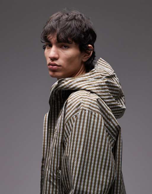 Obey Vista zip up technical jacket in brown check, 4 of 5