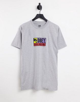 Obey visual industries chest logo t-shirt in grey