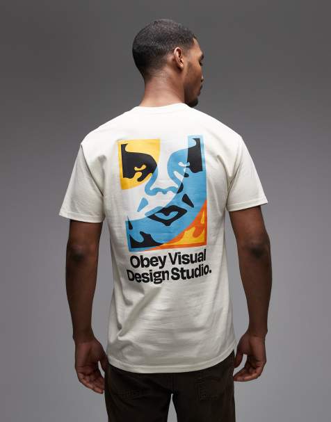 Obey - Visual Logo - T-shirt met grafische print op de achterkant in crème - view 1