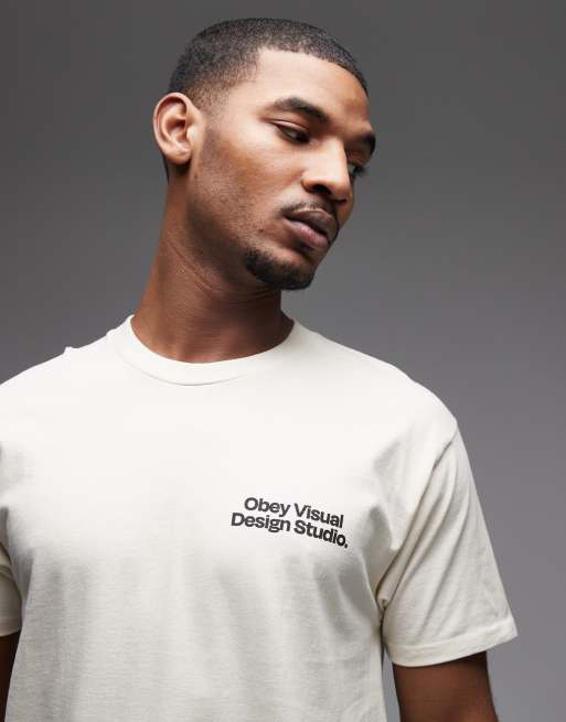 Obey - Visual Logo - T-shirt met grafische print op de achterkant in crème, 5 van 5