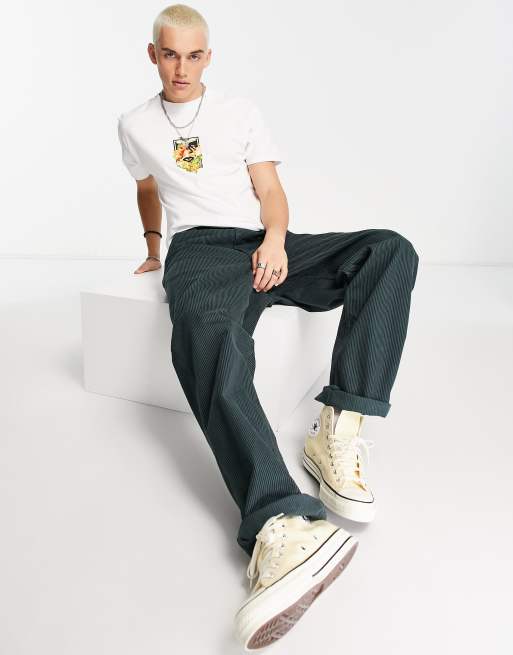 Obey – Vit blommig t-shirt med ikoniskt tryck baktill, 3 av 4