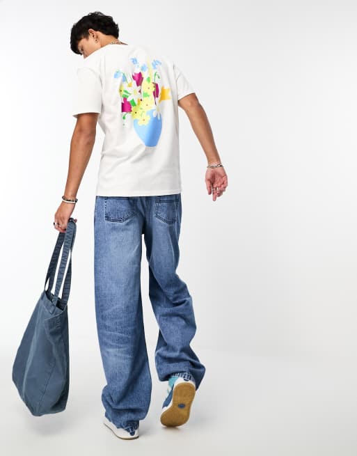 Obey – Vit t-shirt med vasmotiv baktill