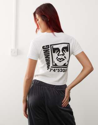 Obey - Warning - T-Shirt in Weiß mit Augengrafik hinten