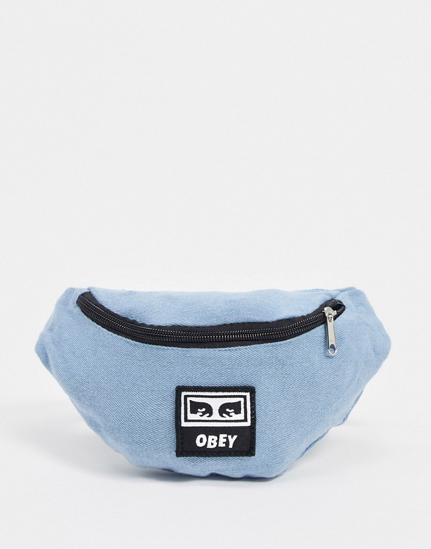 Obey Wasted hip bag in blue denim