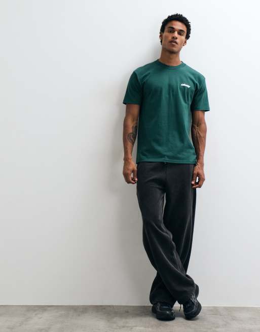 Obey wave back graphic t-shirt in dark green, 2 of 5