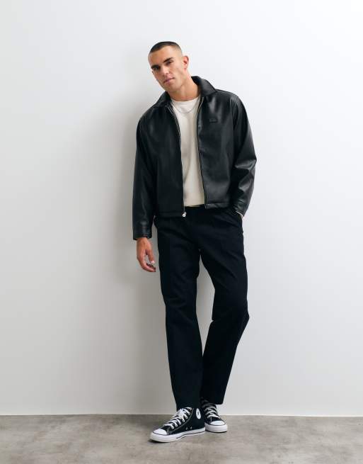 Obey workman PU jacket in black, 2 of 5