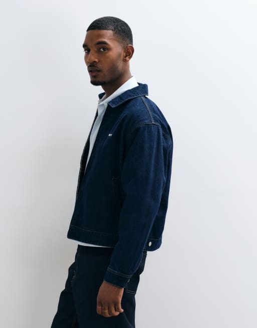 Obey workshop denim jacket in indigo blue, 5 of 5