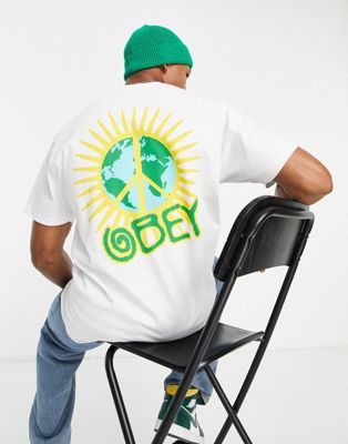 Obey world paz backprint t-shirt in white