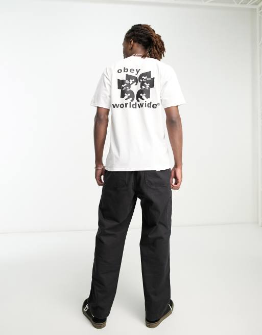 Obey worldwide eyes back print t-shirt in white