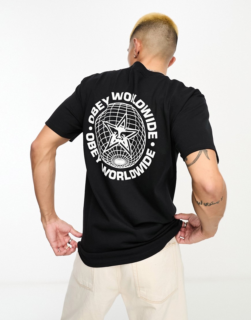 Obey worldwide globe t-shirt in black