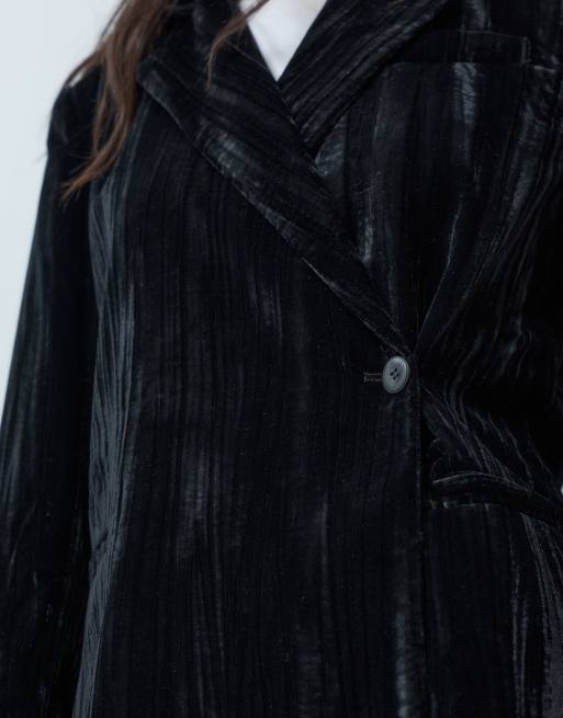 Objecrt re-waisted soft touch blazer in black, 4 of 5