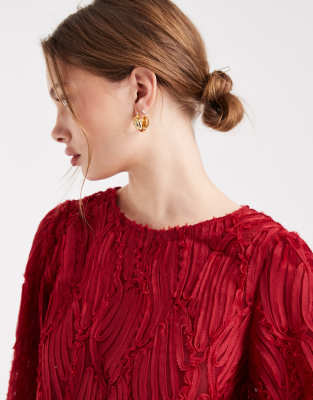 Object 3d Textured Long Sleeve Top In Animal Print