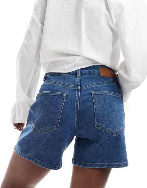 Object a-line denim shorts in medium blue - view 1