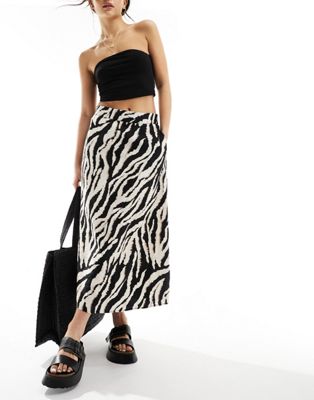 Object a line midi skirt in zebra print