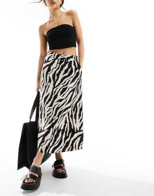 a line midi skirt in zebra print-Neutral