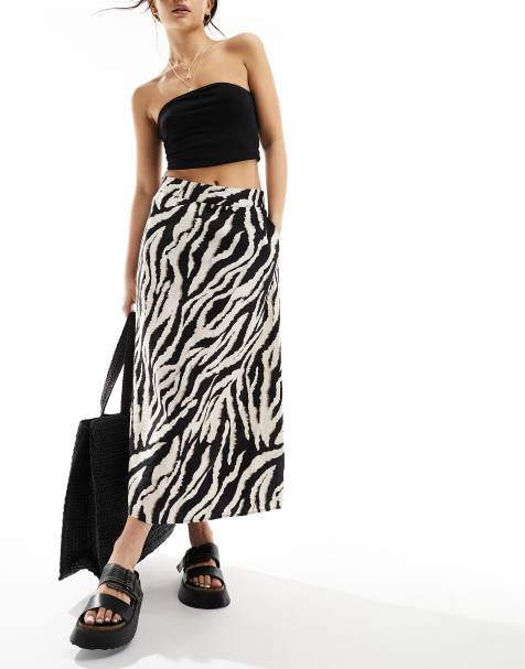 Object a line midi skirt in zebra print - view 1